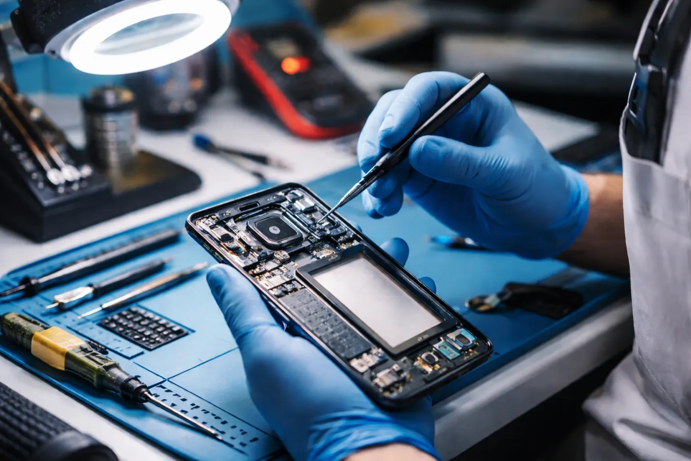 Cracked Samsung Galaxy smartphone screen needing repair